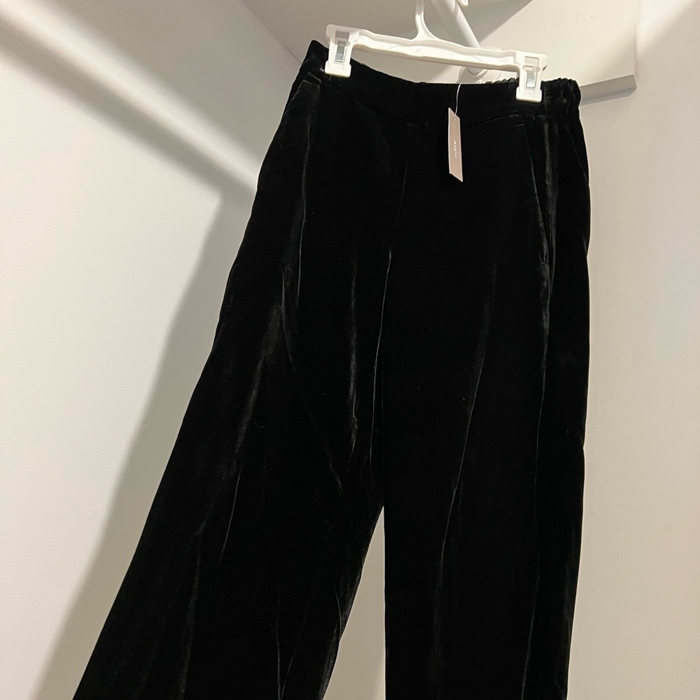 JCrew black velvet drawstring wide leg pants